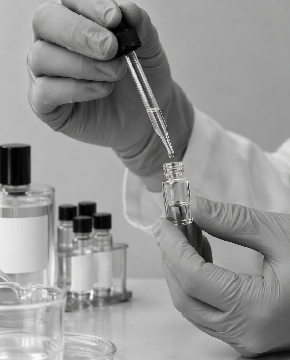 Transvasement d'un parfum à la pipette
